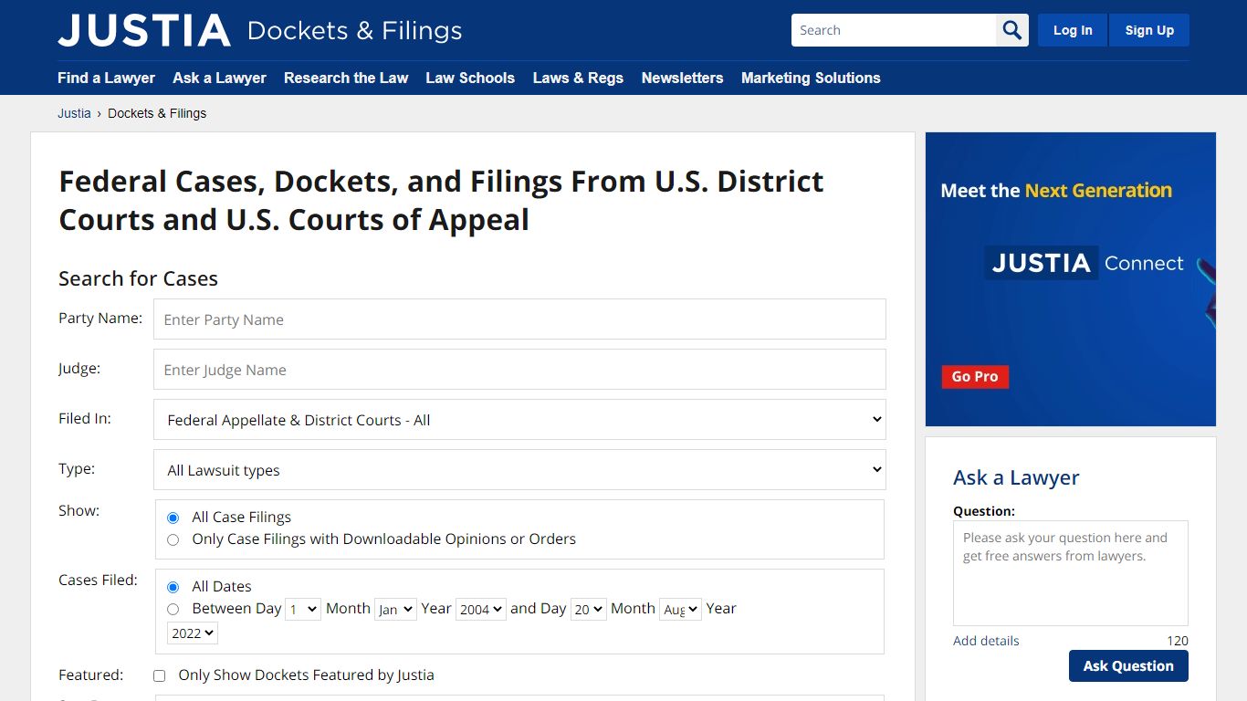 Federal Cases, Dockets, and Filings From U.S. District Courts and U.S ...